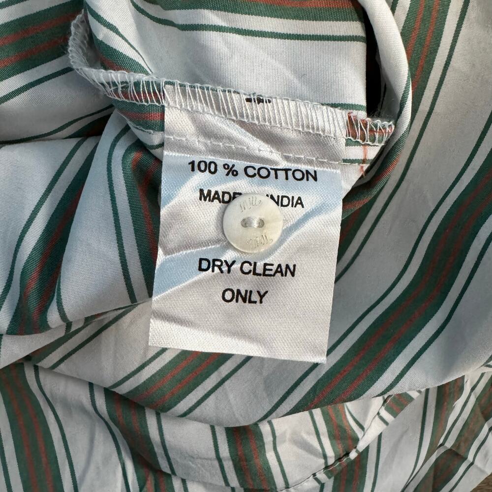 Mille Vanessa Top XL Green Stripe Ruffle Cotton Resort Blouse NWT - Picture 8 of 8